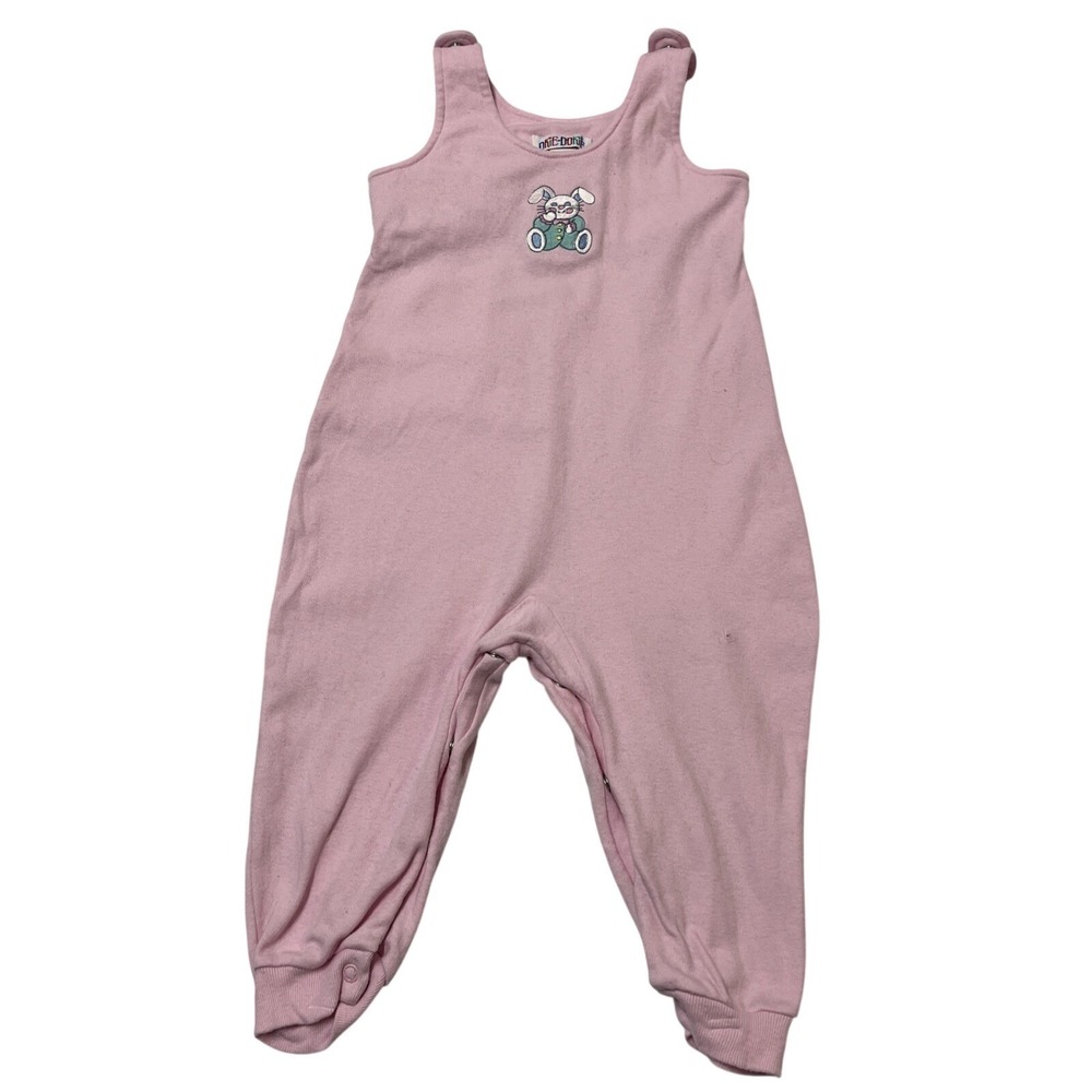 Vintage Okie Dokie Romper Pink Easter Bunny Rabbit Girls 24 Months Embroidered